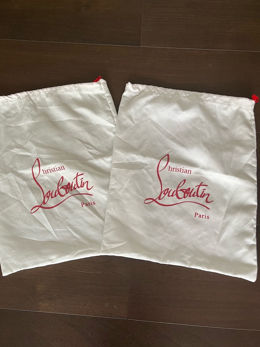 Christian Louboutin White Dust Bag Pair with Red Logo